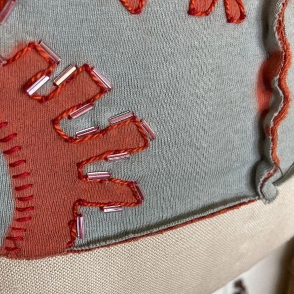 Project Alabama Hand top, hand stitched, beads, marked M but fits like XS - Picture 9 of 14